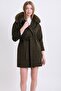 Khaki Fox Accessory Cashmere Coat - 2