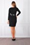 Women's Black Simple and Belt Detailed Classic Dress Es261 - 3