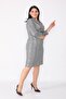Women's Gray Plaid and Collar Button Detailed Dress - 3