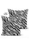غطاء وسادة من جلد الغزال الحديث مطبوع رقميًا بنمط حمار وحشي أسود مع خلفية بيضاء مزدوجة الجوانب - 2