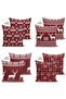 Double Sided 4-Piece New Year's Special Design Plaid Background Deer and Snowflake Combination Suede Throw Pillow Cover - 2