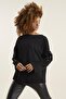Women's Black Sleeve Detail Sweatshirt - 2