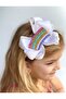Girl's White Color Rainbow Glittery Sequin Shiny Crown and Slippers - 4