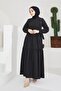 411 Zero Collar Waist Belted Hijab Dress - 4