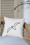 Boho Throw Pillow Case Seagull Line Art Cream, Single Line Art, Minimalist Drawing 42x42 Cm