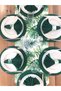 American Serve, Green Leaf 6 Plates, 6 Napkins, 6 Napkin Rings and Runner Tk4 - 3