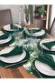 American Serve, Green Leaf 6 Plates, 6 Napkins And Runner - 2