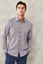 Men's White-burgundy Slim Fit Narrow Cut Classic Collar Dobby Shirt - 3