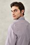 Men's White-burgundy Slim Fit Narrow Cut Classic Collar Dobby Shirt - 5