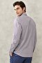Men's White-burgundy Slim Fit Narrow Cut Classic Collar Dobby Shirt - 6