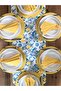 American Serving, Lemon Flower 6 Plates, 6 Napkins And Runner - 3