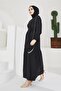 411 Zero Collar Waist Belted Hijab Dress - 5