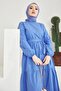 411 Zero Collar Waist Belted Hijab Dress - 2