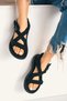 Casual Women's Buckle Sandals Cushioned Light Sole Cross Stripe Outdoor Flexible Shoes 125c - 2