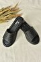 Black Genuine Leather Thick Banded Knitted Model Daily Women's Slippers M291850003 - 4