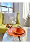 2-Piece Metal Orange Single Decorative Tea, Coffee and Cake Service Presentation Tray 23 Cm - 3