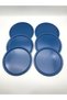 Set of 6 Metal Blue Single Decorative Tea, Coffee and Cake Service Presentation Tray 23 Cm