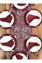 American Service, Burgundy Ceramic 6 Plates, 6 Napkins and Runner, Christmas Table, Christmas - 3