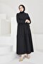 411 Zero Collar Waist Belted Hijab Dress - 7