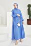411 Zero Collar Waist Belted Hijab Dress - 3