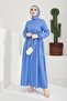 411 Zero Collar Waist Belted Hijab Dress - 6