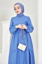 411 Zero Collar Waist Belted Hijab Dress - 7