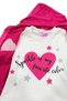 Hooded Baby Girl Fuchsia Long Sleeve Heart Cotton Three Piece Set - 3