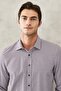 Men's White-burgundy Slim Fit Narrow Cut Classic Collar Dobby Shirt - 2