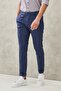 Men's Navy Blue Slim Fit Slim Fit Side Pocket Flexible Classic Trousers - 5