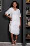 Women's White Italian Robe Sleeves Skirt Lace Detailed Lined Midi Dress M10160000EL93731 - 4