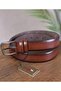 3.5 Cm Tan Plain Artificial Classic Belt - 2