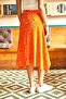 Women's Orange Asymmetrical Patterned Skirt ETK-19000122 - 4