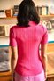 Women's Fuchsia Polo Neck Ribbed Knitwear Blouse BLZ-19001833 - 6