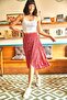 Women's Red Little Daisy Wrap Skirt ETK-19000154