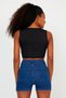 Women's Black Crew Neck Scuba Diving Fabric Sports Crop Top - 5