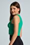 Women's Green Strappy Basic Crop Blouse - 5