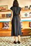 Women's Black Double Breasted Belted Slit Woven Dress ELB-19001690 - 5
