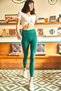 Women's Emerald Green High Waist Ribbed Leggings TYT-19000069