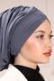Crossed Practical Casual Bonnet - Tesettür Füme - 8
