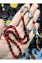 Powder Amber Rosary with Red Black Moire Wooden Box - 2