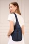 Women's Navy Blue Crinkle Body Bag Cross Chest and Shoulder Bag - 6