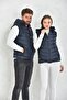 Unisex Navy Blue Micro Gel Filling Removable Zippered Hooded Inflatable Vest - 4
