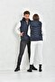 Unisex Navy Blue Micro Gel Filling Removable Zippered Hooded Inflatable Vest - 5