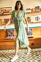 Women's Green Double Breasted Belted Slit Woven Dress ELB-19001690 - 4