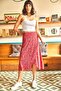 Women's Red Little Daisy Wrap Skirt ETK-19000154 - 4