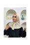 Snap Fastener Ready Scarf Shawl Hijap Beige Color - 2
