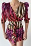 Patterned Satin Fabric Double Breasted Collar Poor Sleeve Evening Dress & Graduation Dress 111 - 3