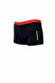 Boy's Black Red Neon Yellow Printed Boxer Swimmer Sea Pool Beach Swimsuit - 2