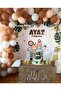 50 Pieces - Safari Themed Balloon Chain Set - Pastel White - Light Brown - Salmon Color