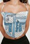 Çok Renkli Degaje Yaka Sırtı Bağlamalı Crop Dokuma Bluz TWOSS21BZ1903 - 5